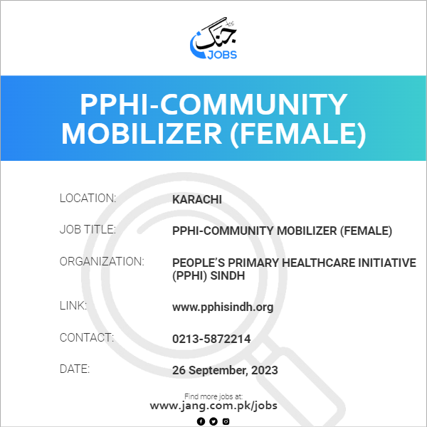 PPHI-Community Mobilizer (Female)