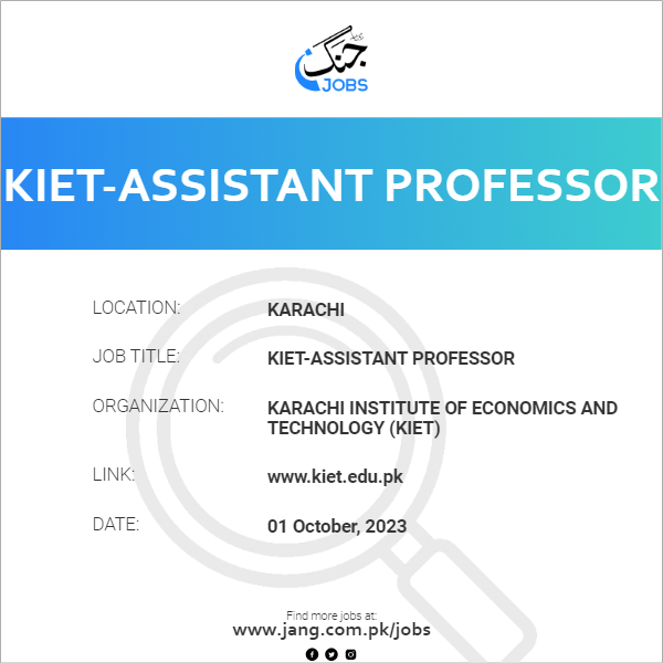 KIET-Assistant Professor