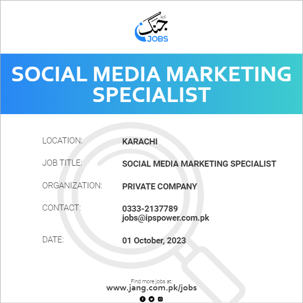 Social Media Marketing Specialist