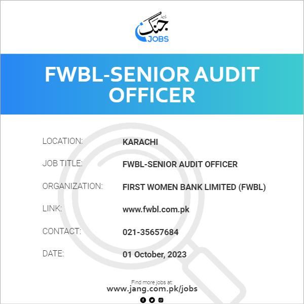 FWBL-Senior Audit Officer