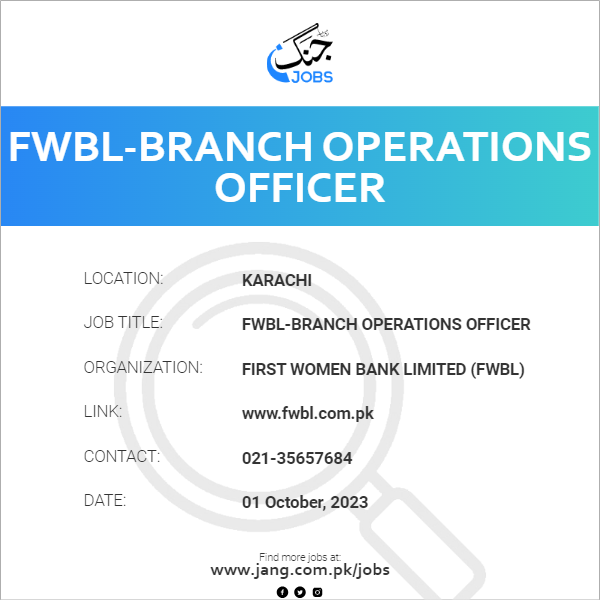 FWBL-Branch Operations Officer