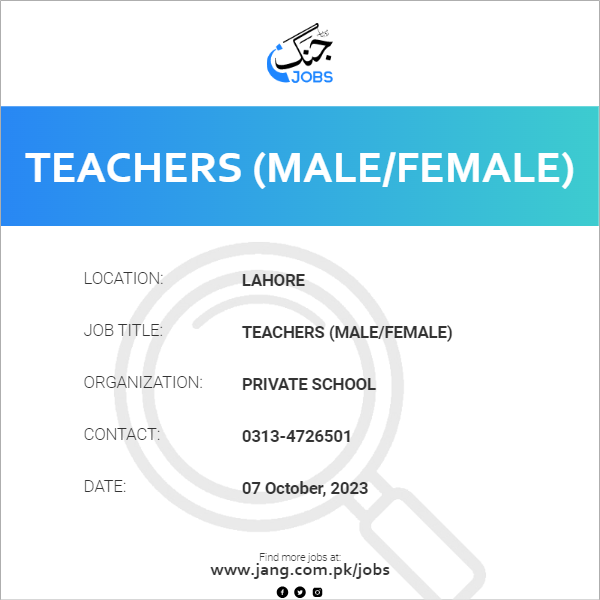 Teachers (Male/Female)