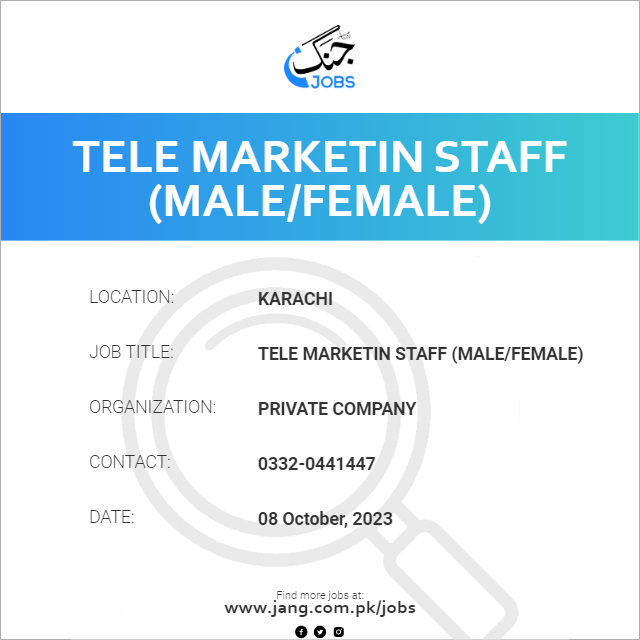 Tele Marketin Staff (Male/Female)