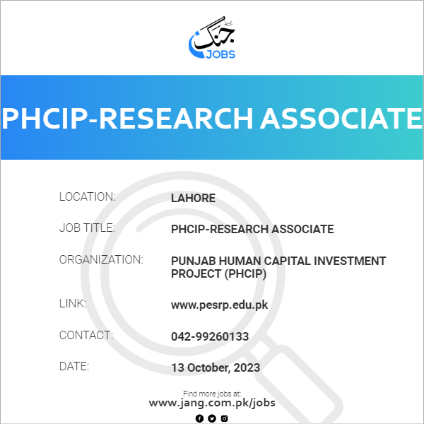 PHCIP-Research Associate