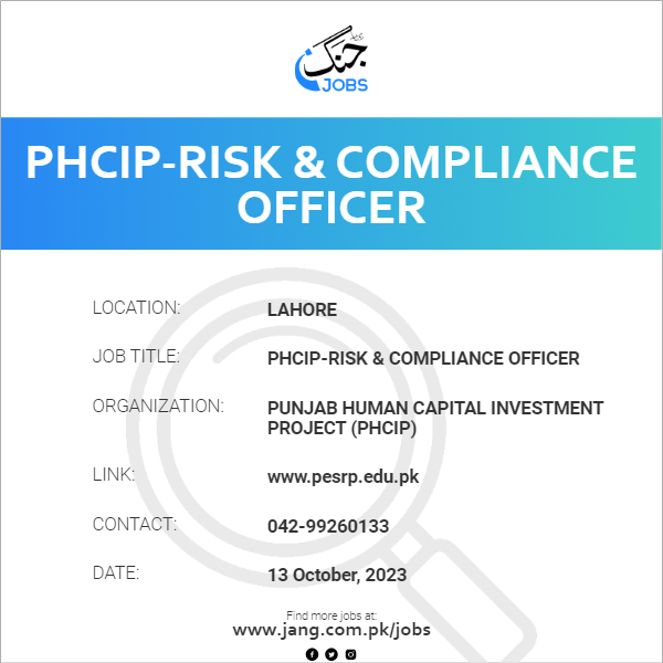 PHCIP-Risk & Compliance Officer