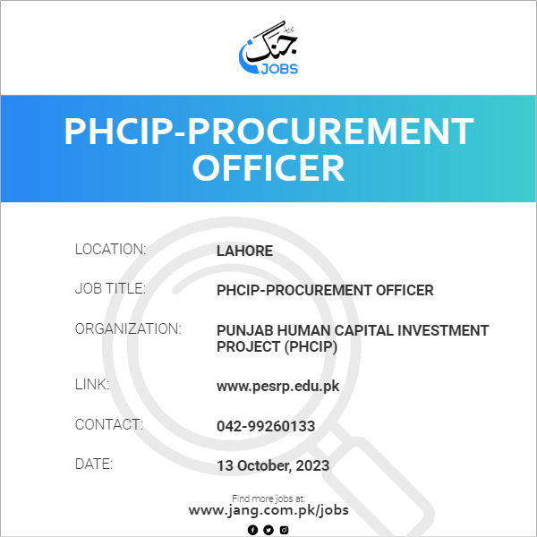 PHCIP-Procurement Officer