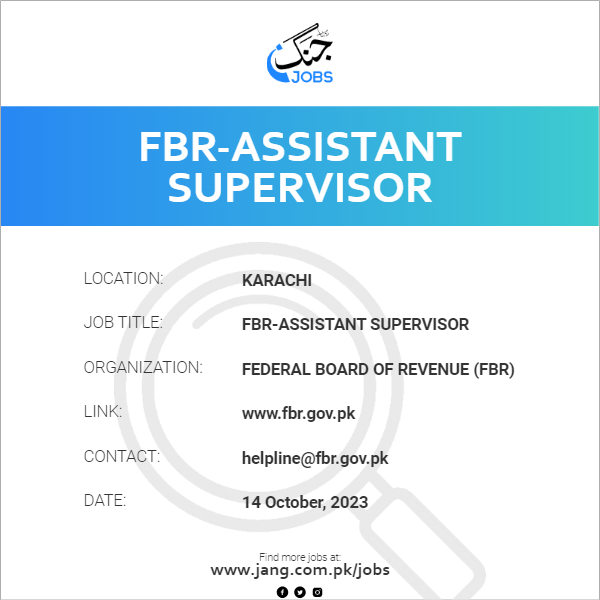 FBR-Assistant Supervisor