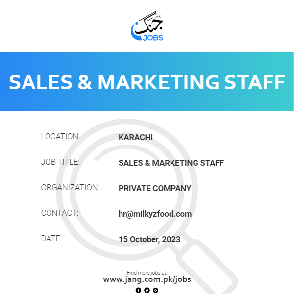Sales & Marketing Staff