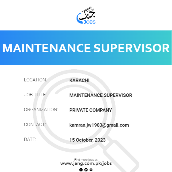 Maintenance Supervisor