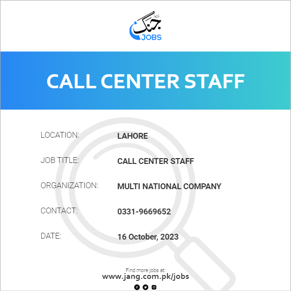Call Center Staff