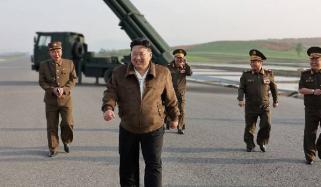 North Korean leader Kim Jong Un inspects artillery weapon system