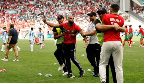 Argentina vs Morocco: Fans storm field in chaotic Olympic opener