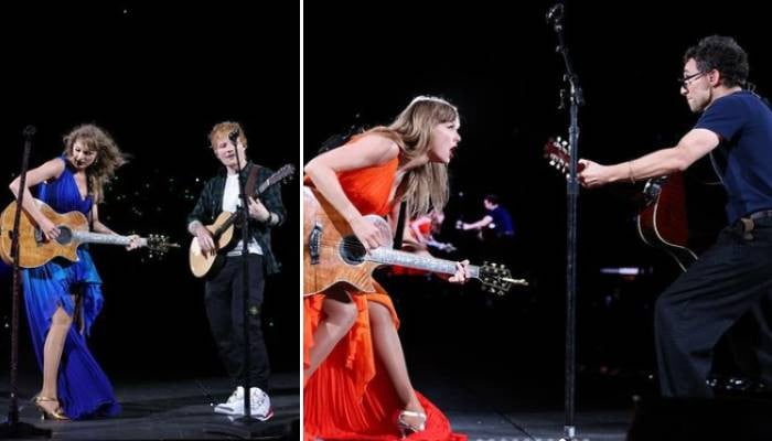 Taylor Swift posts pictures of Ed Sheeran and Jack Antonoff from the “epic” show