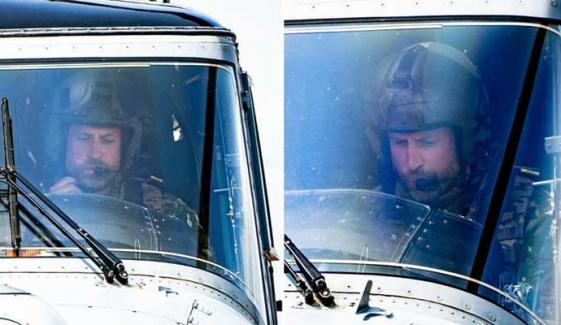 Prince William flies helicopter like a pro during first visit as Colonel-in-Chief