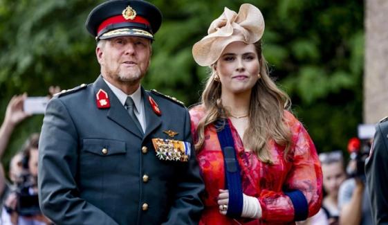 Princess Catharina-Amalia attends event with injured arm in sling