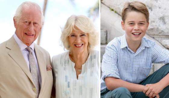 King Charles, Queen Camilla make cheerful appearance on George’s birthday