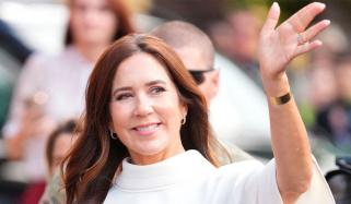 Queen Mary stuns in chic blue pinstriped Ralph Lauren suit in new outing