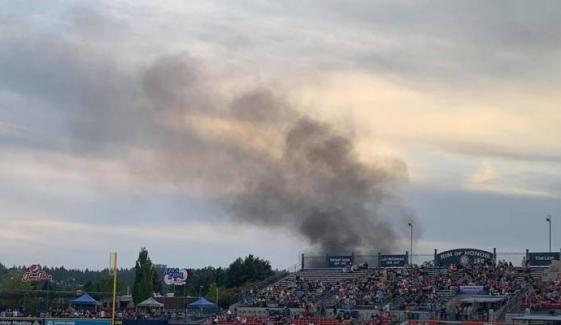 Avista Stadium in Spokane Valley hit by massive fire