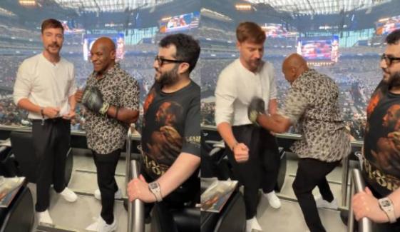 Mike Tyson knocks out MrBeast with crushing punch at Alvarez vs Crawford