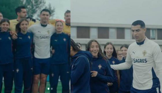 Cristiano Ronaldo meets Portugal U16 girls' team in heartwarming moment