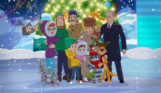 Putin joins talking cat and dog in Russian cartoon for New Year message