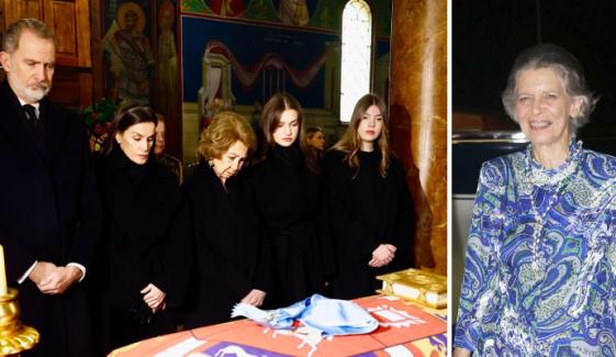 Spanish Royals make somber appearance at Princess Irene of Greece’s memorial