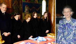 Spanish Royals make somber appearance at Princess Irene of Greece’s memorial