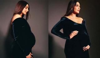 Sonam Kapoor flaunts baby bump in elegant navy-blue gown