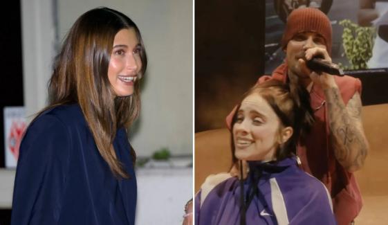 Hailey Bieber wins hearts for 'pushing' Billie Eilish onto stage at Justin Bieber show