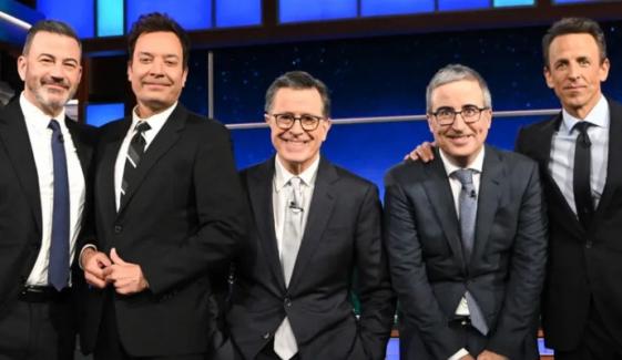 Jimmy Kimmel, Jimmy Fallon, Seth Meyers & John Oliver join Stephen Colbert for final send-off