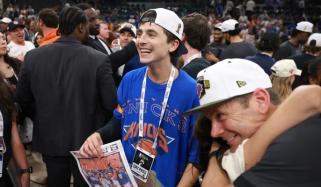 Timothée Chalamet erupts in celebration after Knicks end 53-year NBA title drought