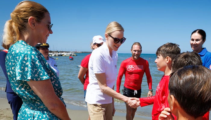 Princess Charlene beams in new video with children from a 'Water Safety' awareness event