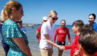Princess Charlene beams in new video with children from a 'Water Safety' awareness event