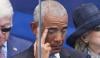 Barack Obama wipes away tears after Michelle Obama’s emotional tribute in Chicago 