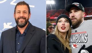 Adam Sandler warms up on court before officiating Taylor Swift, Travis Kelce wedding