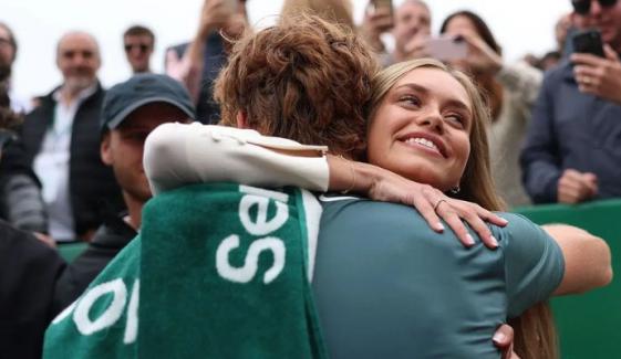 Jannik Sinner celebrates Wimbledon win with Laila Hasanovic