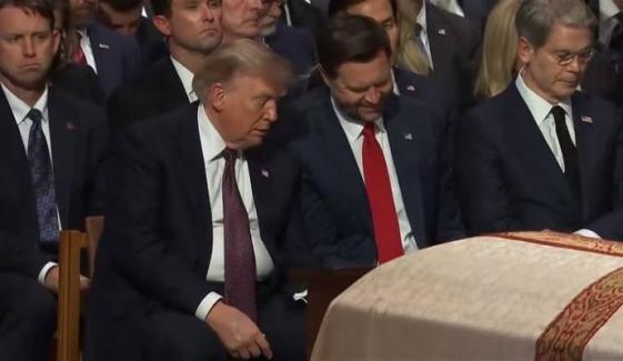 Donald Trump shares mints with JD Vance at Senator Lindsey Graham’s funeral
