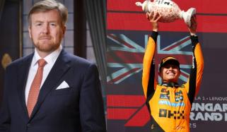 King Willem-Alexander presents Lando Norris with trophy at final Dutch GP 