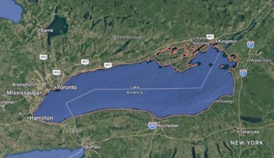 Google Maps renames Lake Ontario to Lake America after Trump's executive order