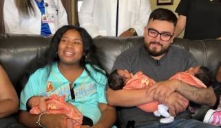 South LA couple welcomes rare 19.3-pound mixed triplets on dad’s birthday