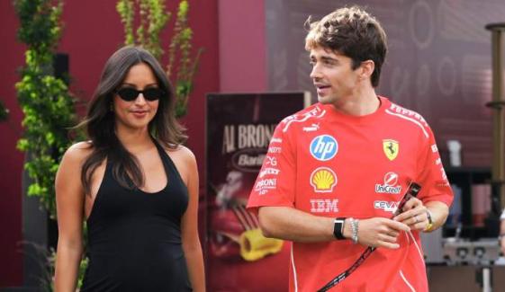 Alexandra Leclerc dazzles at Monza, shows off baby bump in halterneck dress