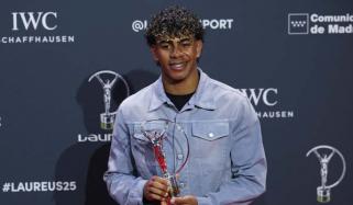 Lamine Yamal shows off Sportsperson of the Year award ahead of Ballon d'Or awards
