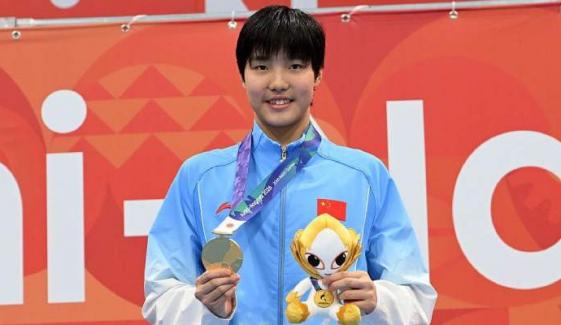 China’s 13-year-old Yu shatters games record in golden Asian Games debut