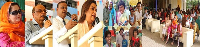 کراچی اسپورٹس فاؤنڈیشن کی عید ملن سے مقررین خطاب کرتے ہوئے