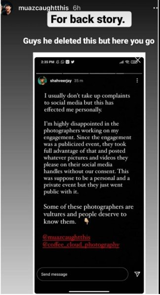 Shahveer Jafry accuses photographers for publicly posting his engagement pictures