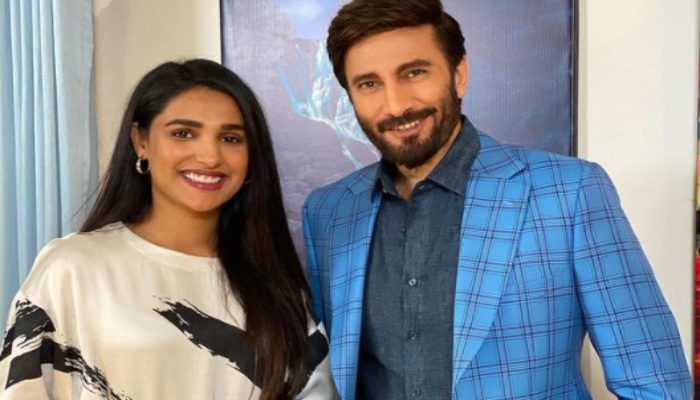 Aijaz Aslam shares BTS snap with Amna Ilyas from new project