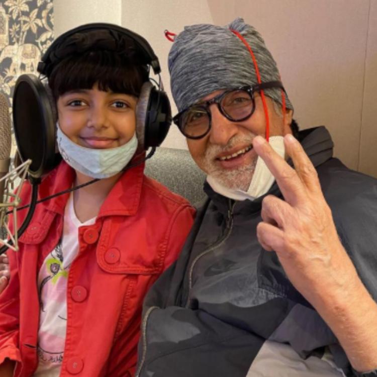Amitabh Bachchan’s grand daughter Aaradhya joins him in a music recording session