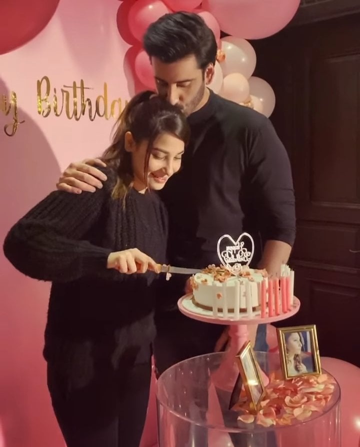 Agha Ali throws surprise birthday party for wife Hina Altaf