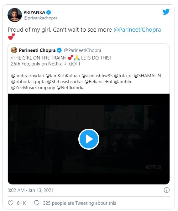 Priyanka Chopra is 'proud' of sister Parineeti Chopra for Netflix's 'The Girl on The Train' 