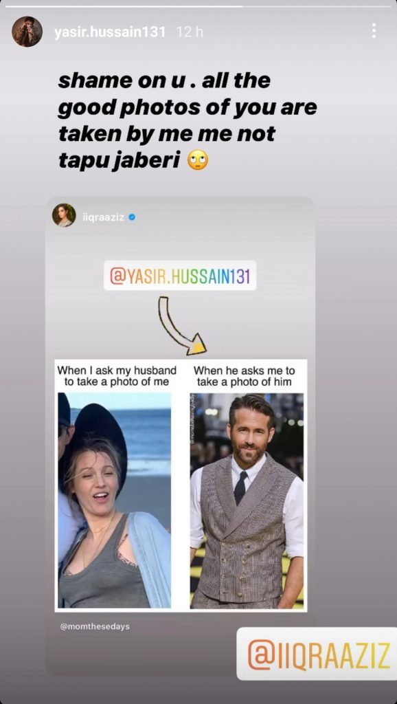 Yasir Hussain’s hilariously responds to Iqra Aziz’s claims for not taking her good pictures